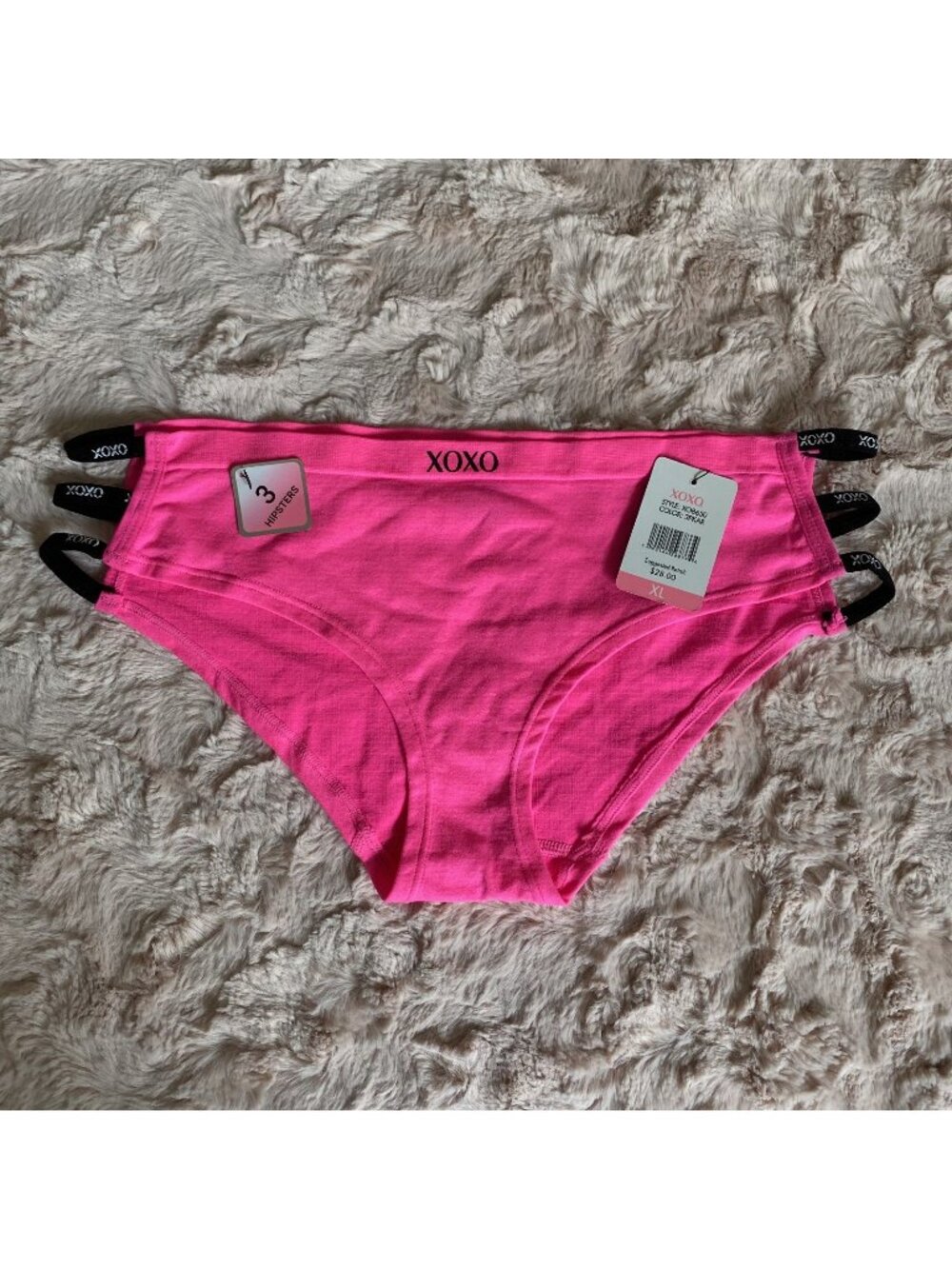 NWT XOXO Bikini Panty Size XL Panties Underwear Hot Pink Black